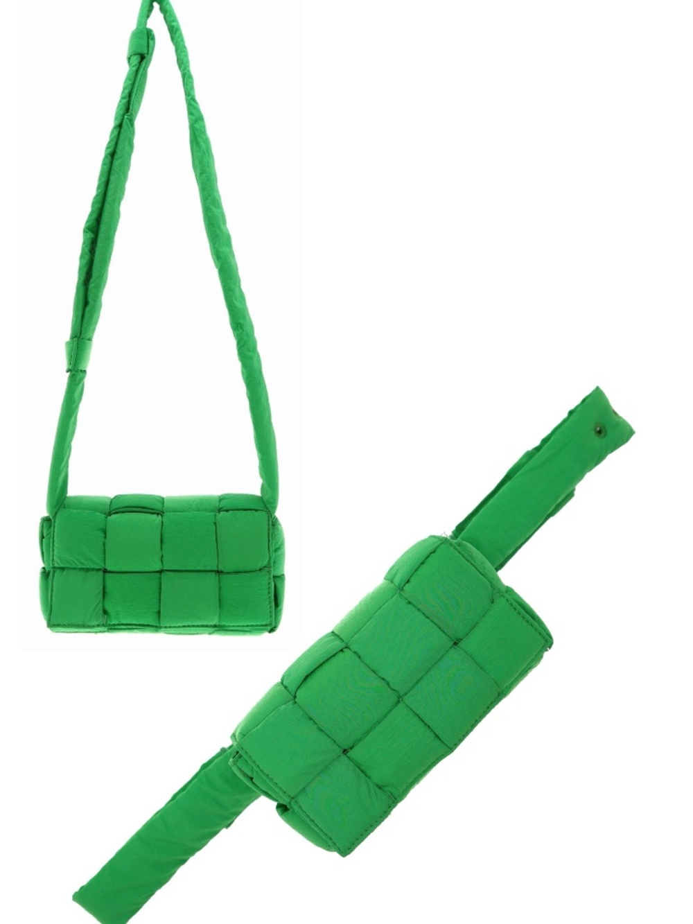 Bottega Veneta Small Casette Convertible Crossbody Belt Bag Green Nylon New